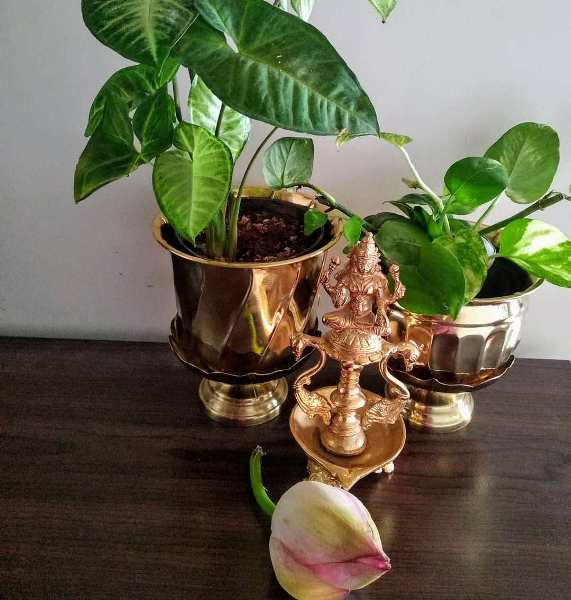 Traditional Paintings made by the home owner herself, along with antique brass artefacts make this Chennai Home truly Personal and Charming!