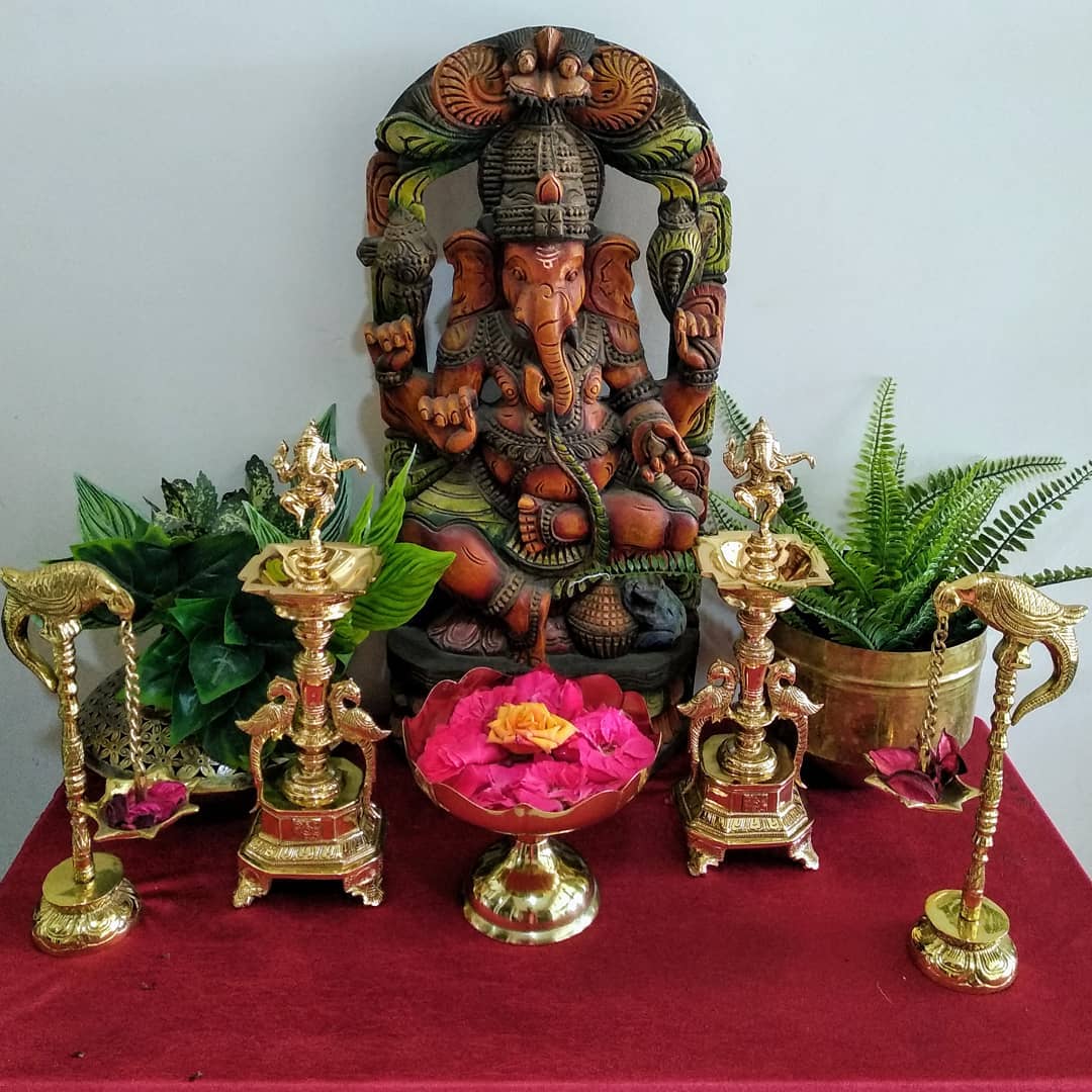 Traditional Paintings made by the home owner herself, along with antique brass artefacts make this Chennai Home truly Personal and Charming!