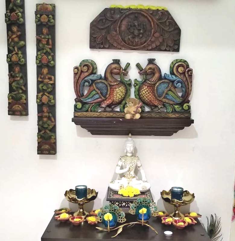 Traditional Paintings made by the home owner herself, along with antique brass artefacts make this Chennai Home truly Personal and Charming!