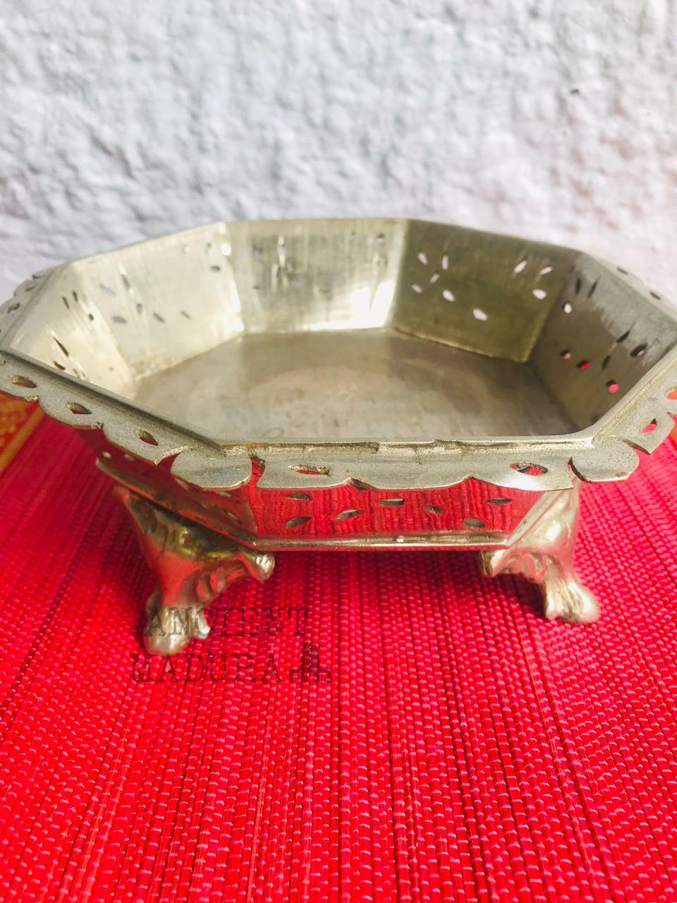 Vintage Heavy White Brass Tray - Image 2