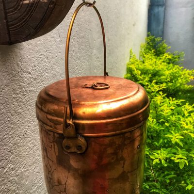 Copper storage box with copper handle, also referred to as copper thooku