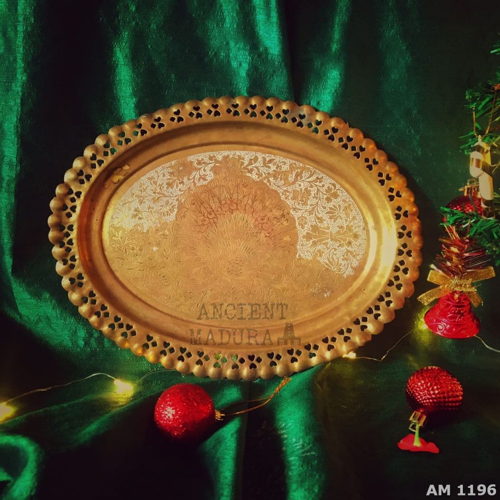 Brass Oval peacock wall plate