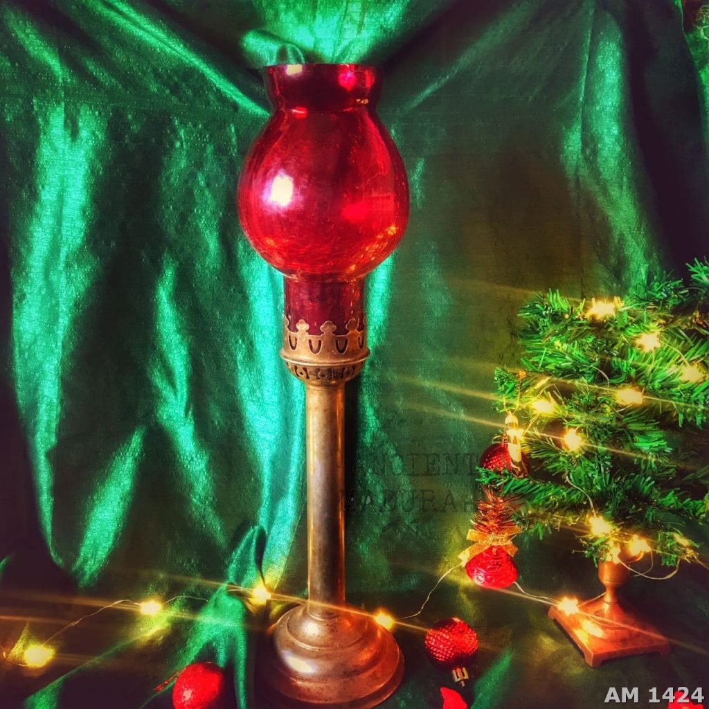 Brass and glass Chimney shaped Candle Holder