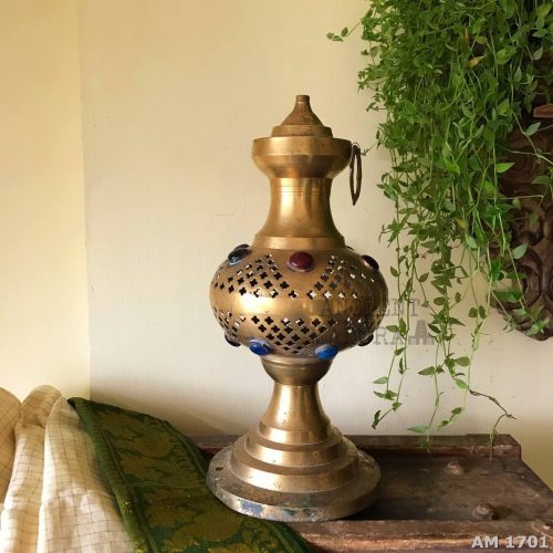 Brass Lantern Diya with stone work
