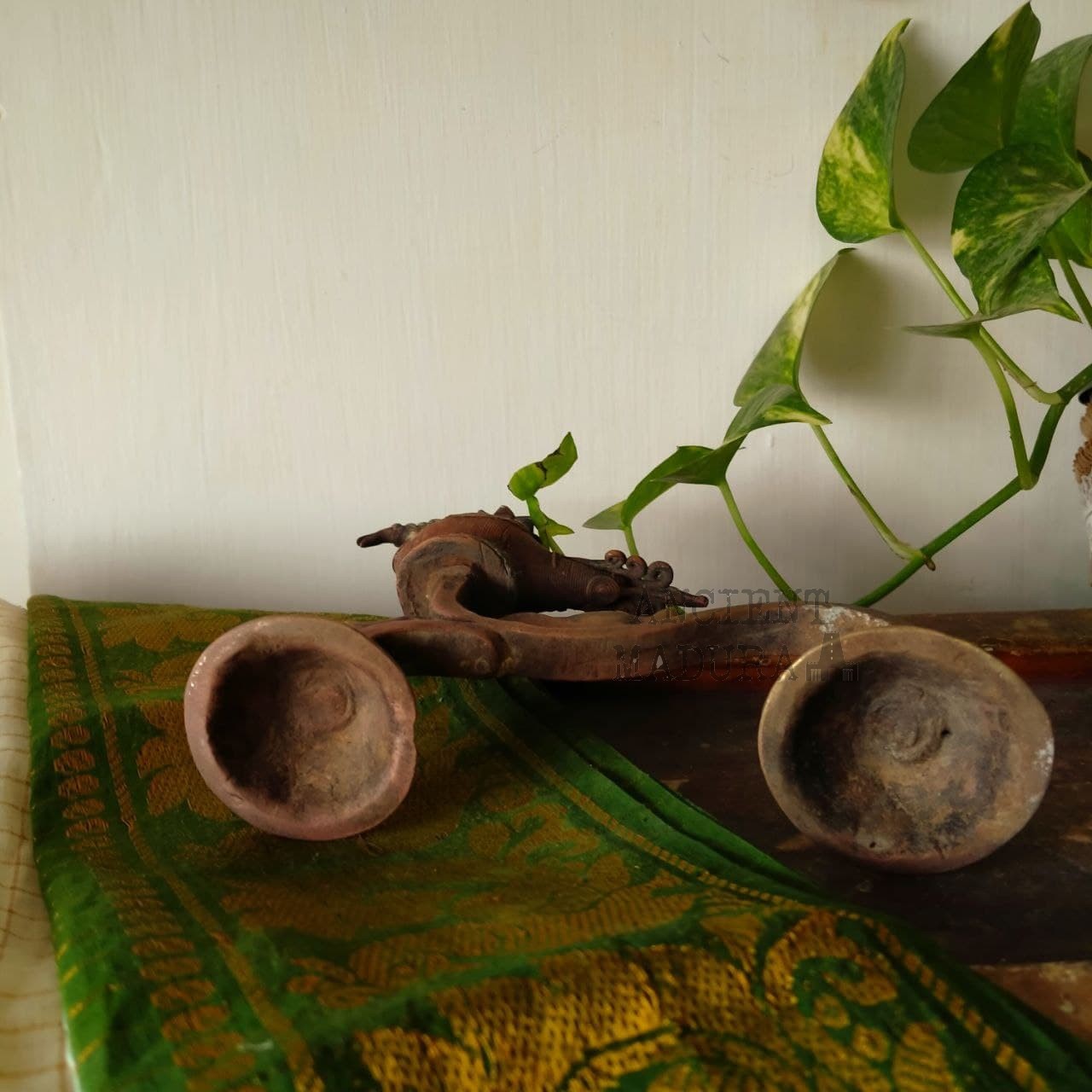Bronze Aarti Diya with Peacock