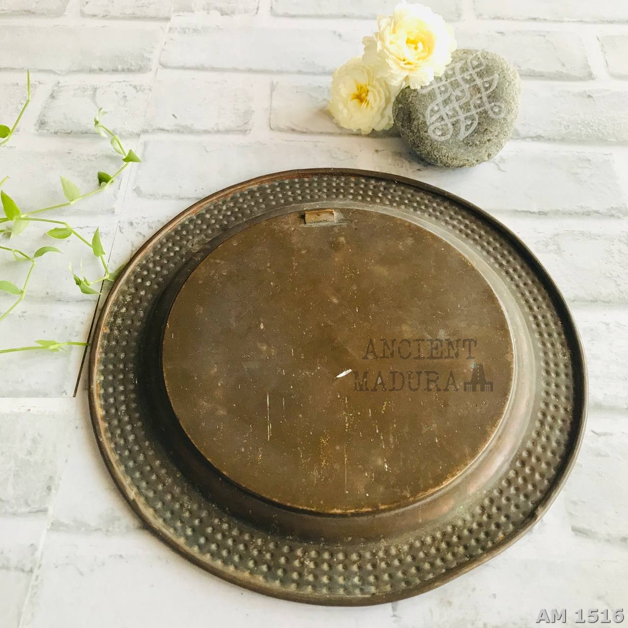 Brass Wall Plate with enameled Peacock Ancient Madurai