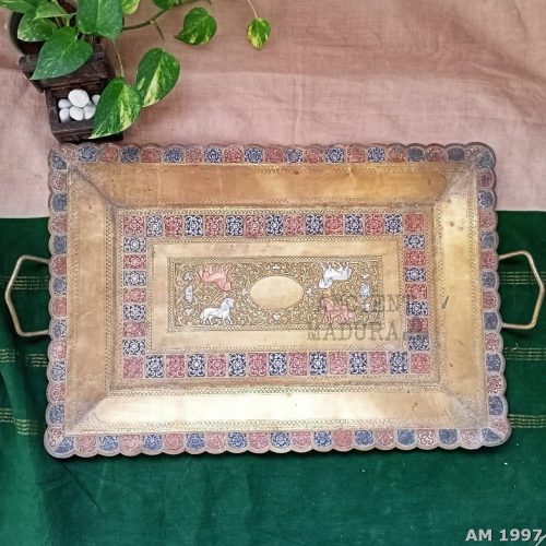 Brass Serving Tray with Enamel