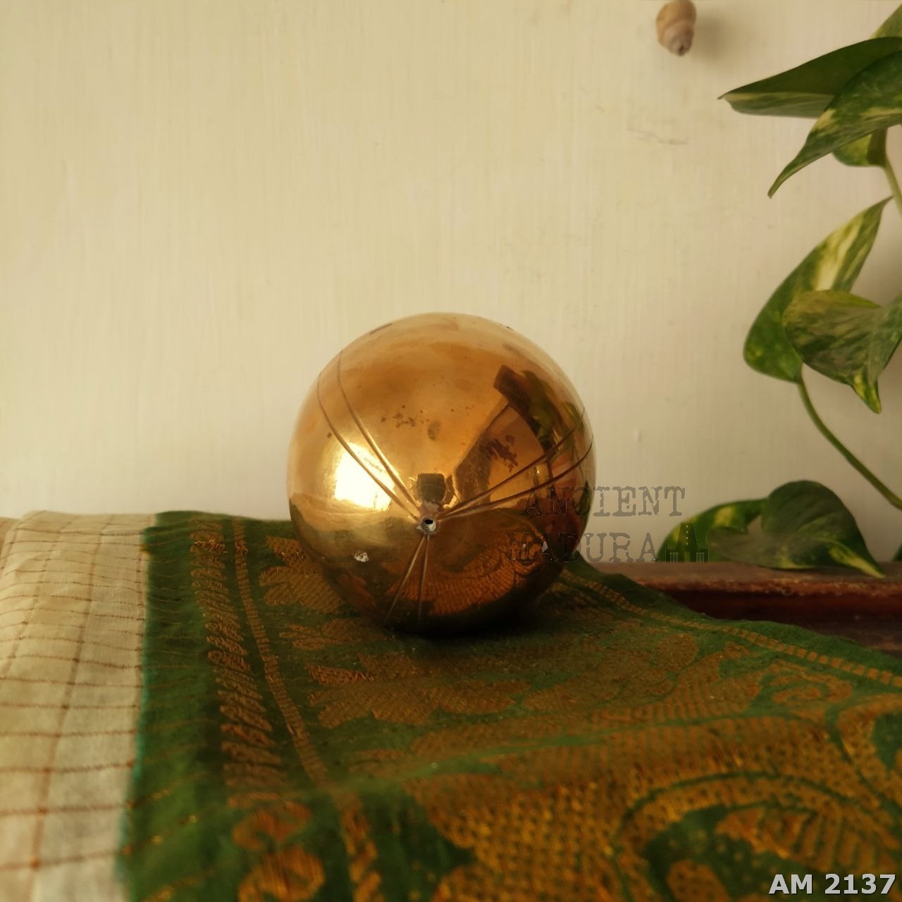 brass coconut for puja