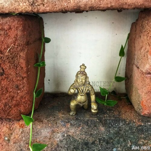 Brass Krishna Idol - crawling Krishna with butter