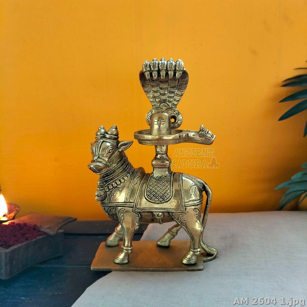 Brass Nandi with Shivalingam