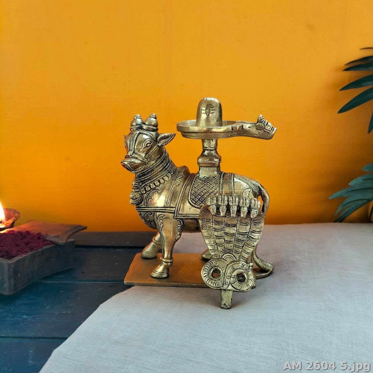 Brass Nandi with Shivalingam