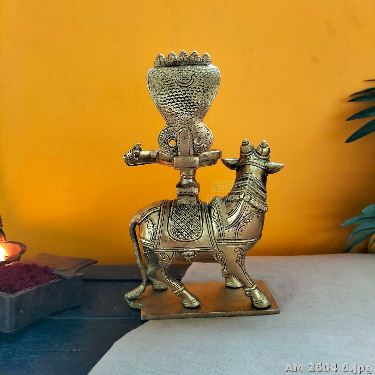 Brass Nandi with Shivalingam - Image 6