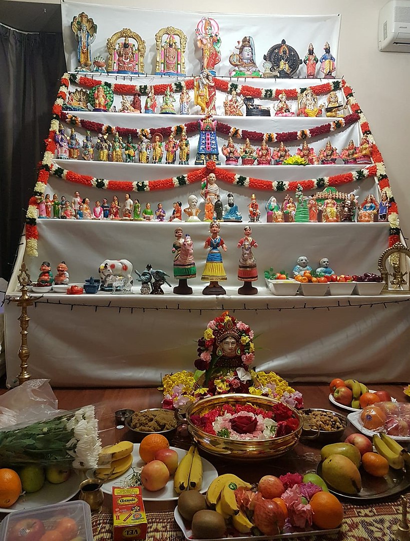 golu arrangement in a south indian home