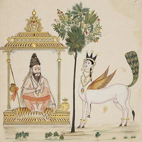 The divine cow with a sage
