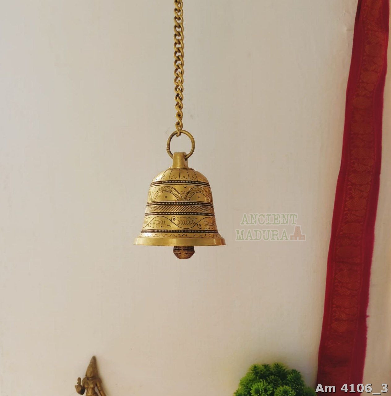 Brass Hanging Bell with antique finish - Ancient Madurai