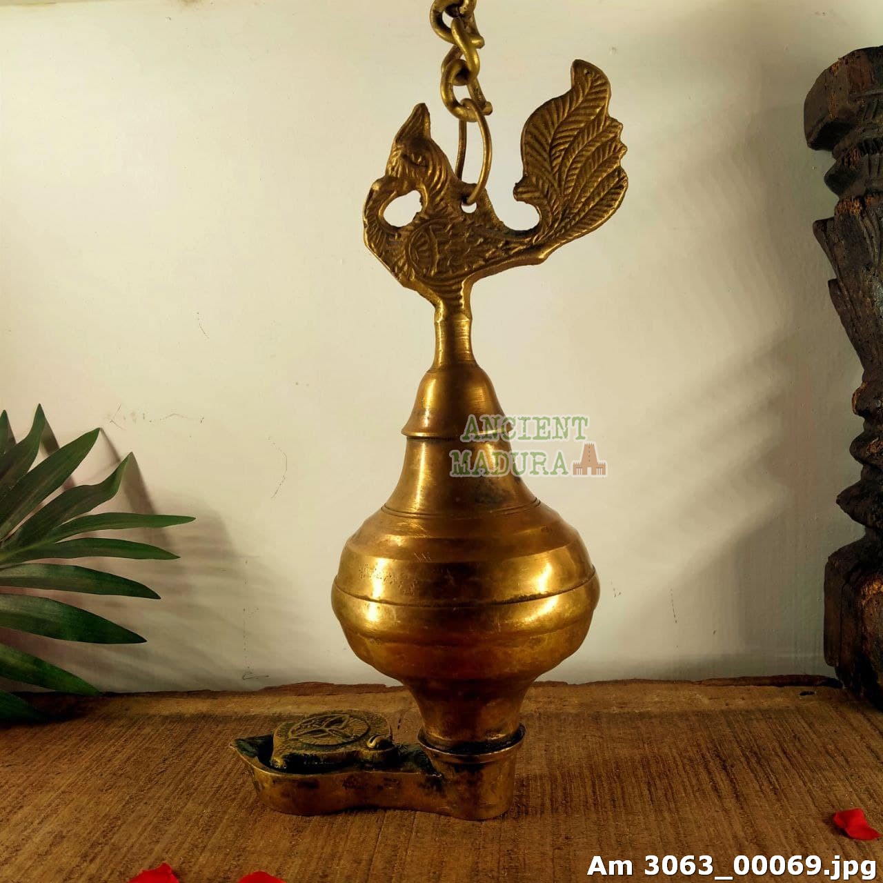 brass peacock hanging lamp
