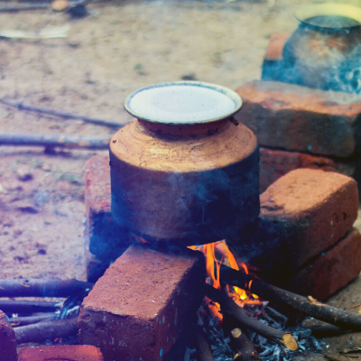 pongal being prepared on firewood flames