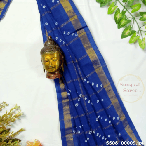 Sungudi Saree - Dark Blue