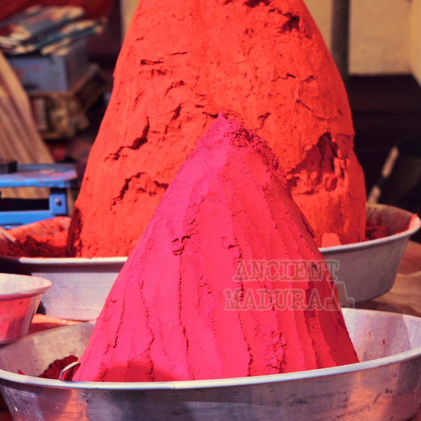 Artificially manufactured kumkum with chemical dyes and additives