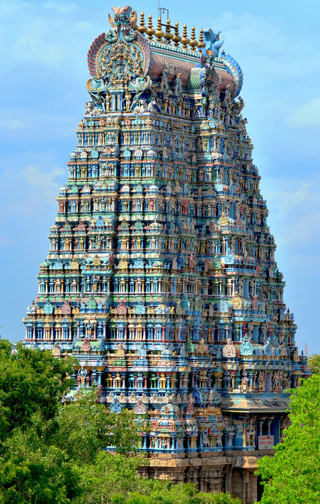 The west tower of the Madurai Meenakshi Temple