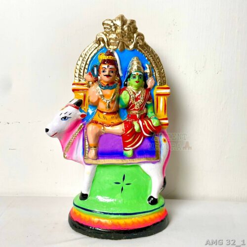 Handcrafted Golu Dolls - Pradosha Lord Shiva and Goddess Parvathi on Nandi