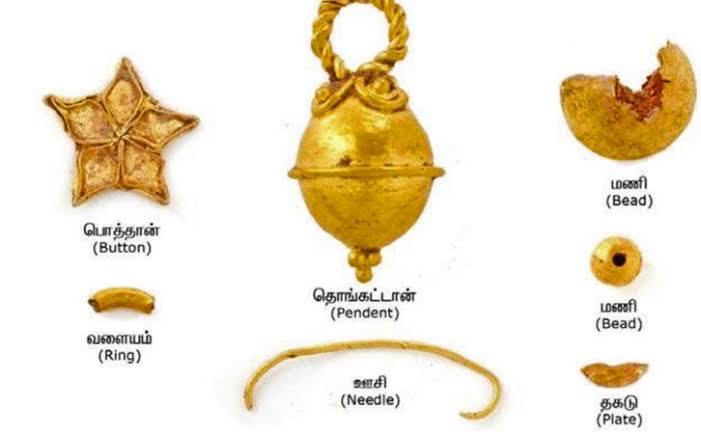jewellery excavated at keeladi