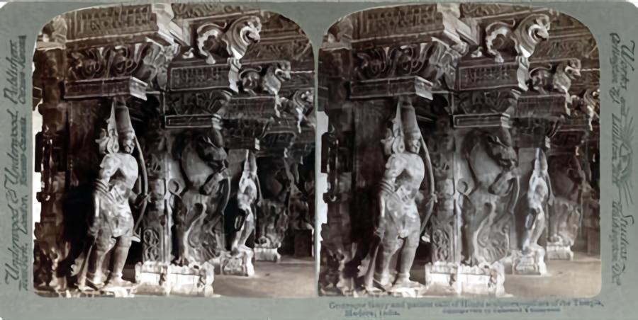 Pillars of temple in Madurai-1908