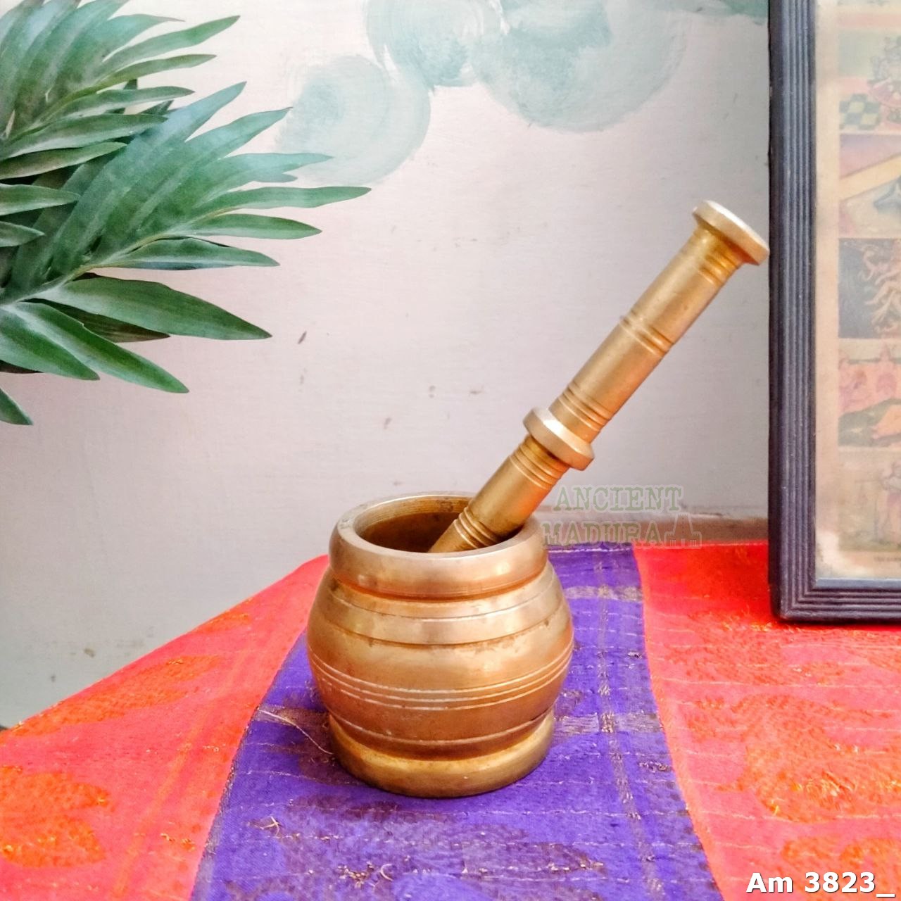 Bronze mortar and pedestal