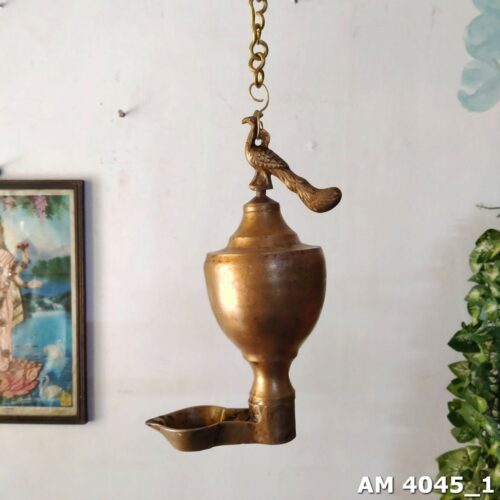 Bronze Peacock hanging lamp - Bronze Thooku Vilakku
