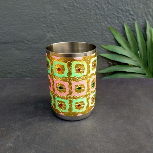 Meenakari Glass – Pink & Green