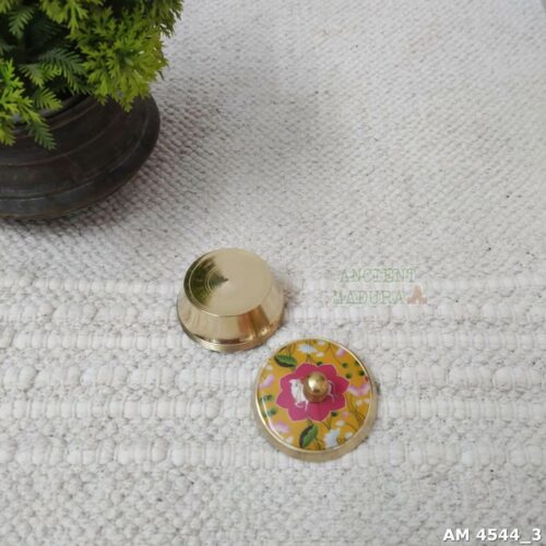 Yellow Pichwai Sacred Cow Kumkum Box for Abundance