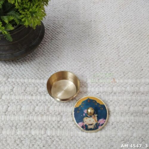 Blue Pichwai Sacred Cow Kumkum Box for Abundance