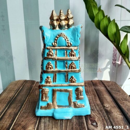 Small Temple Gopuram in Clay ( Light Blue)