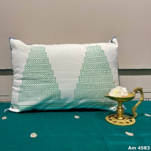 gopuram kollam cotton lumbar cushion cover green