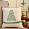 Gopuram Kolam Hand Block Print Cushion Cover in Green