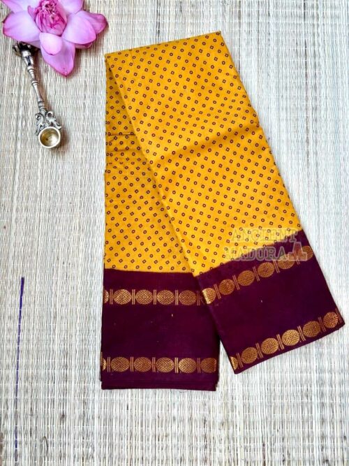 Mustard yellow madurai sungudi saree