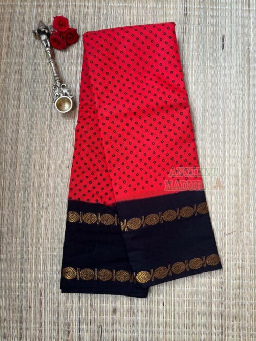 Bright red sungudi saree online