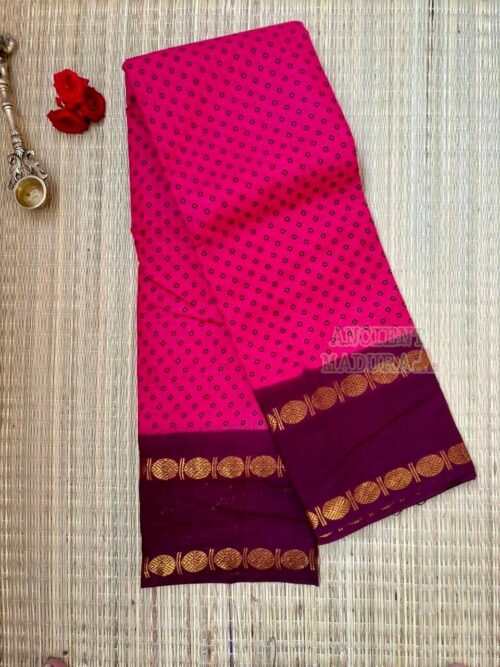 Rani pink Madurai Sungudi Saree online