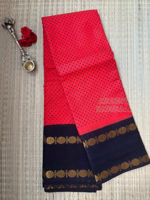 Classic Red Single Dot Sungudi Saree