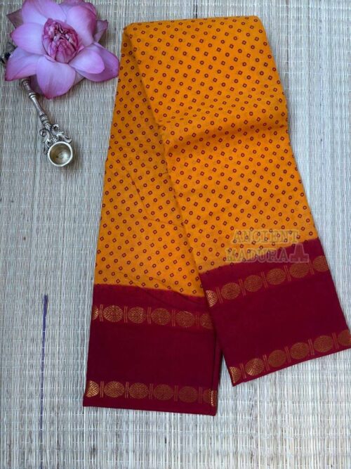 Mango yellow sungudi cotton sarees online
