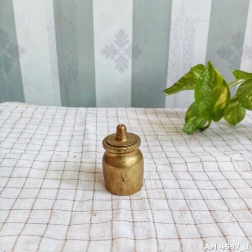 Miniature brass pot with lid