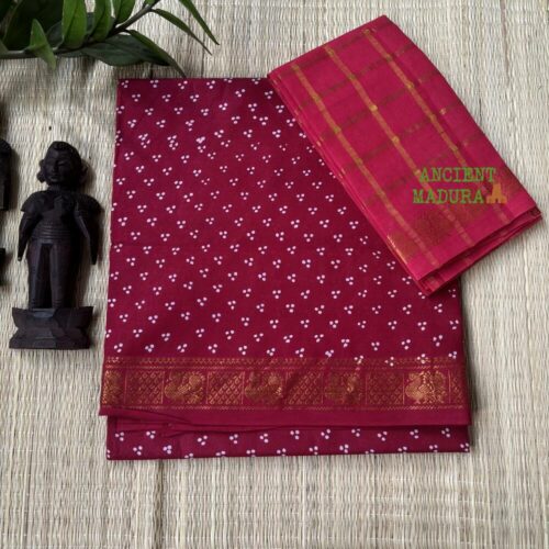 Dark Pink 120 Count Premium Mukkati Sungudi Saree New Collection