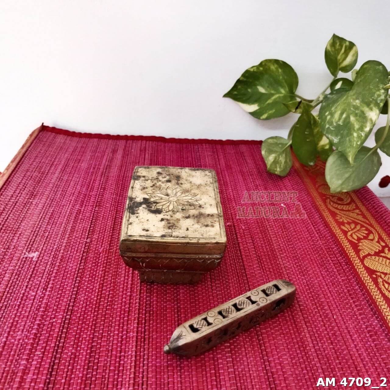Vintage Brass Baby Rattle with Beads