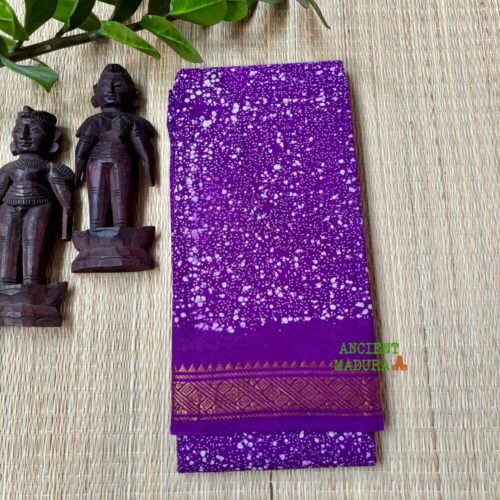 Purple premium spray dot sungudi saree — 120 count Alli Thelicha technique