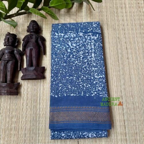 English grey premium spray dot sungudi saree — 120 count Alli Thelicha technique