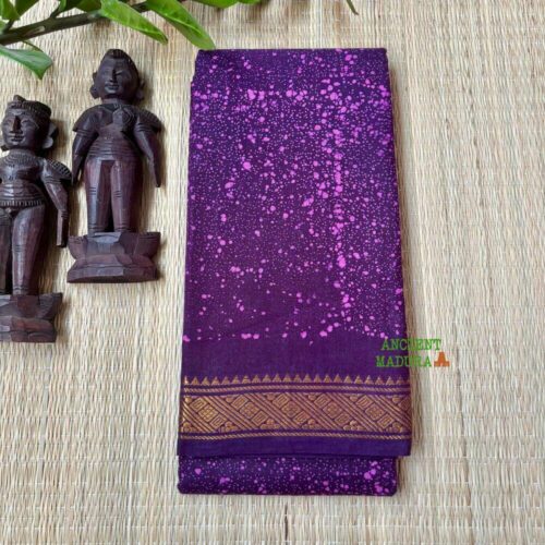 Violet premium spray dot sungudi saree — 120 count Alli Thelicha technique