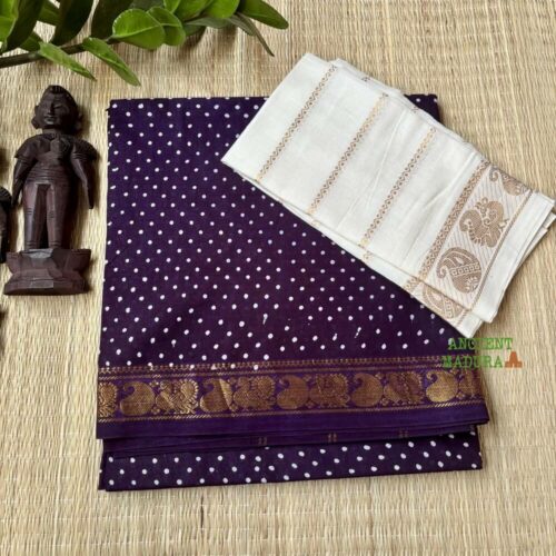 Dark wine 120 count premium sungudi saree