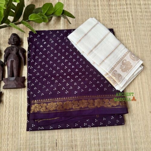 Dark wine 120 count premium sungudi saree