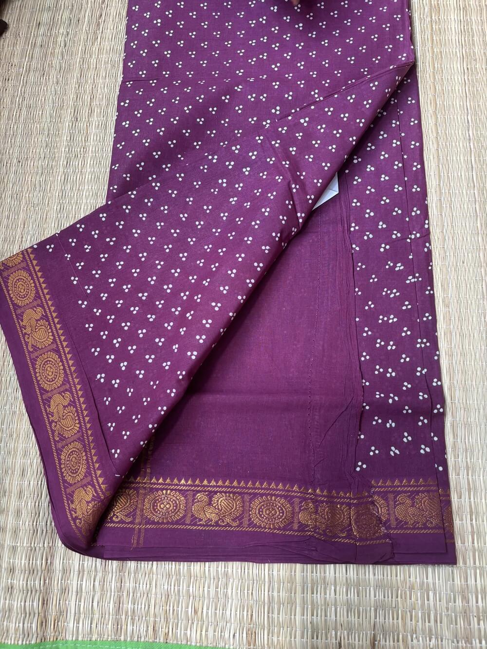 Jamun deep magenta-purple 120 count premium sungudi saree
