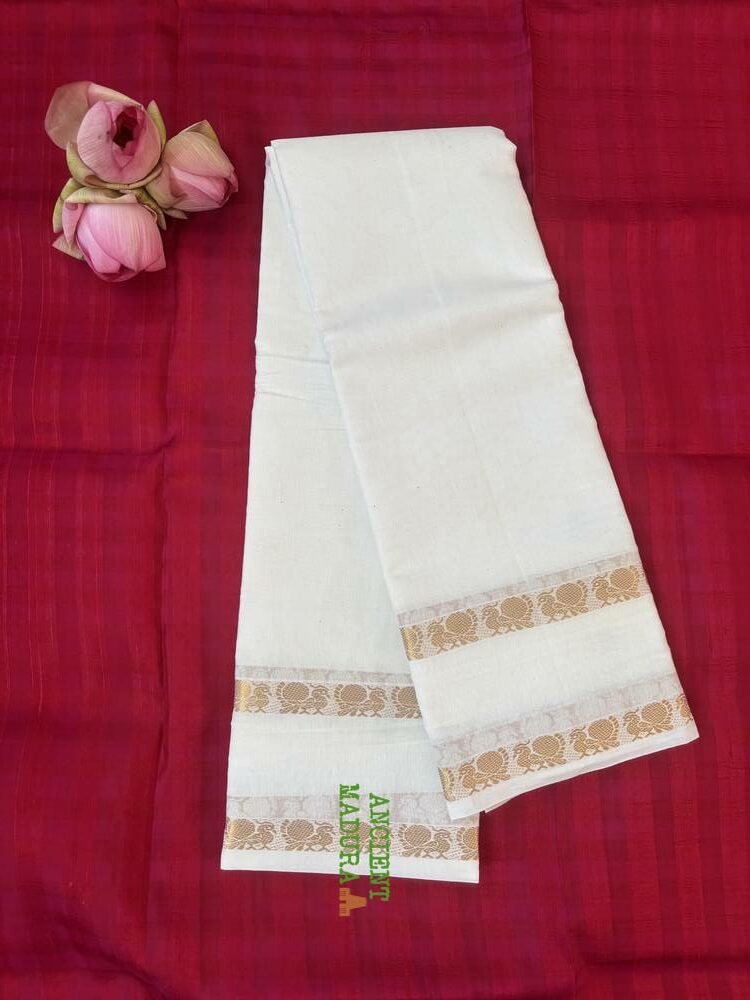 White Rettapet peacock border sungudi saree